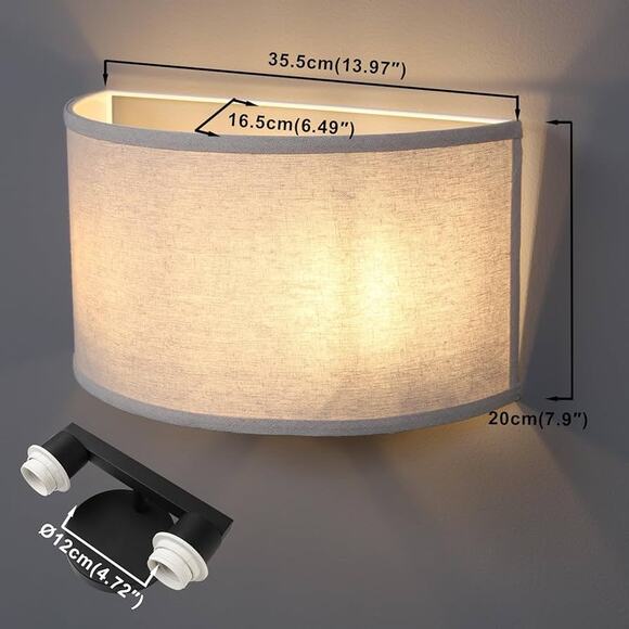 2-Light Linen Fabric Boho Hallway Wall Sconce - Picture 2 of 9